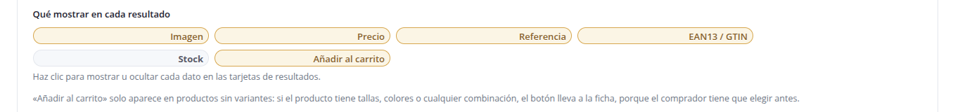 Cada dato se muestra u oculta con un clic.